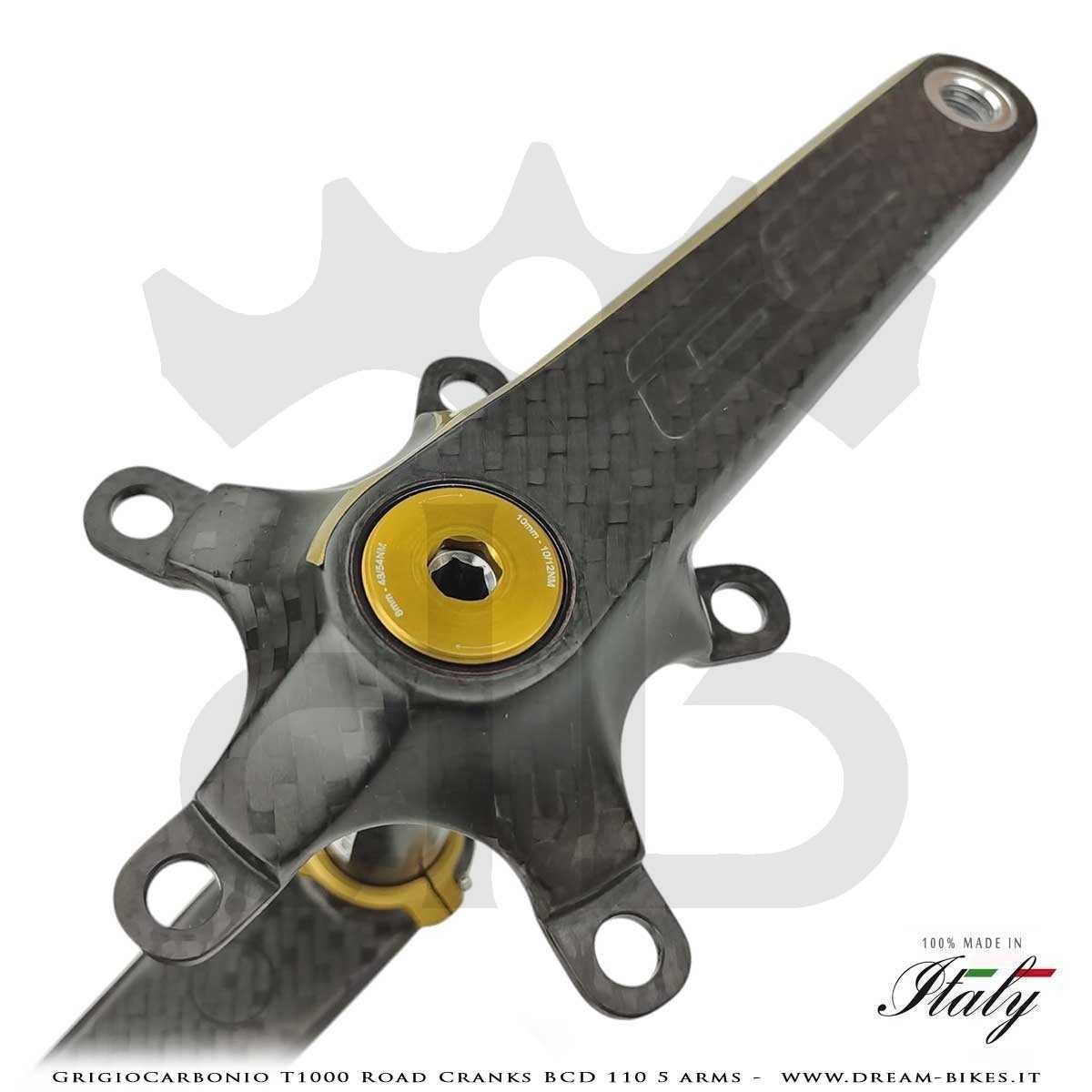 GrigioCarbonio Road T1000 BCD 110 mm Cranks - 5 Arms - 239 gr.
