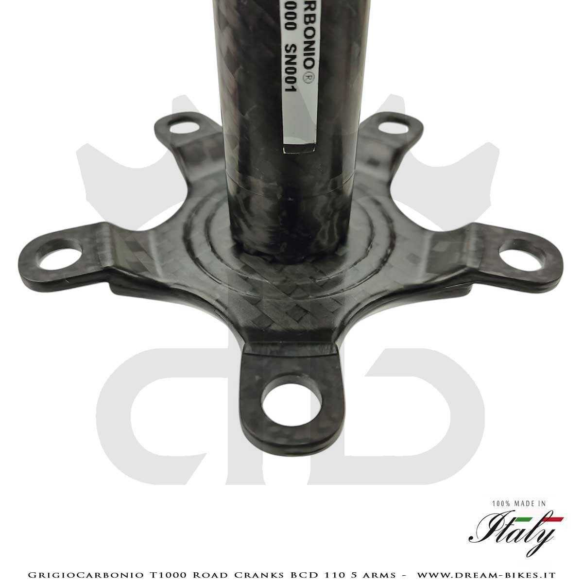 GrigioCarbonio Road T1000 BCD 110 mm Cranks - 5 Arms - 239 gr.