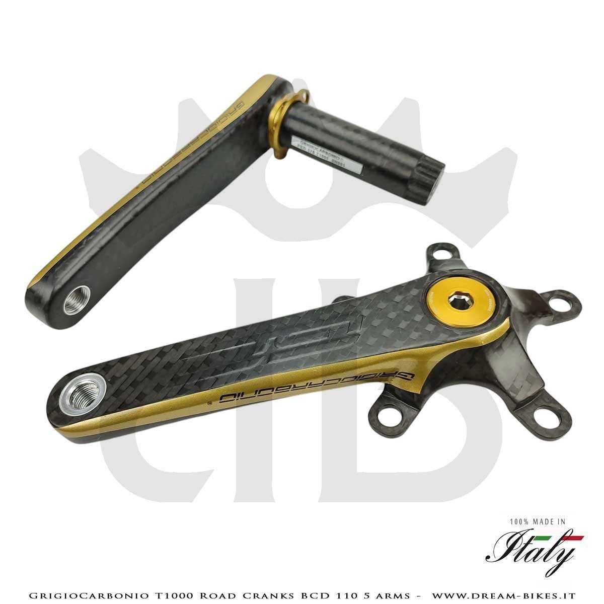 GrigioCarbonio Road T1000 BCD 110 mm Cranks - 5 Arms - 239 gr.