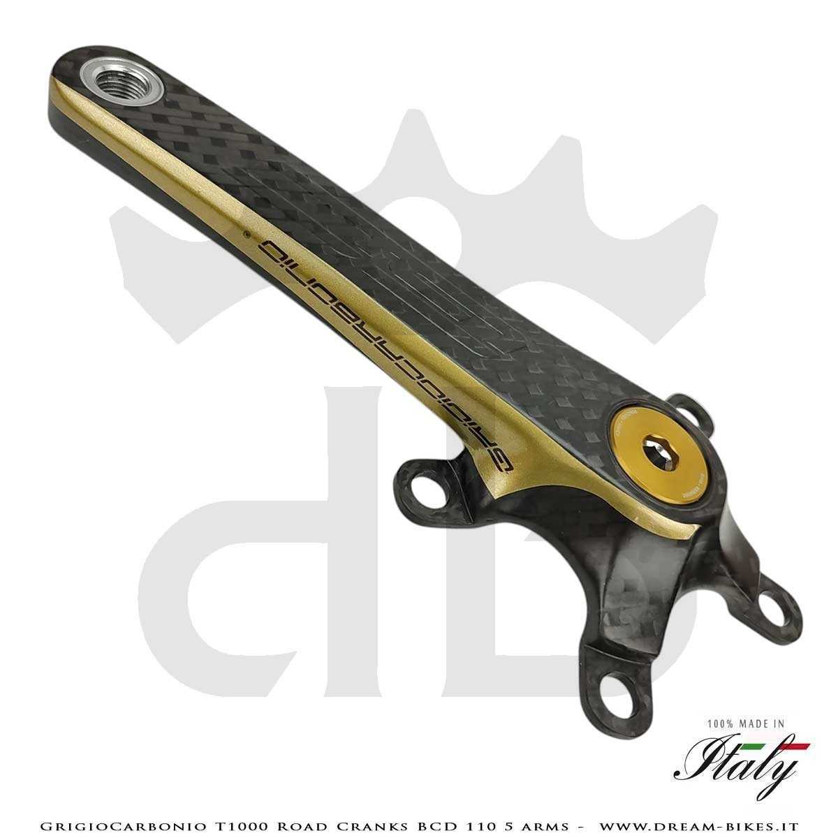 GrigioCarbonio Road T1000 BCD 110 mm Cranks - 5 Arms - 239 gr.