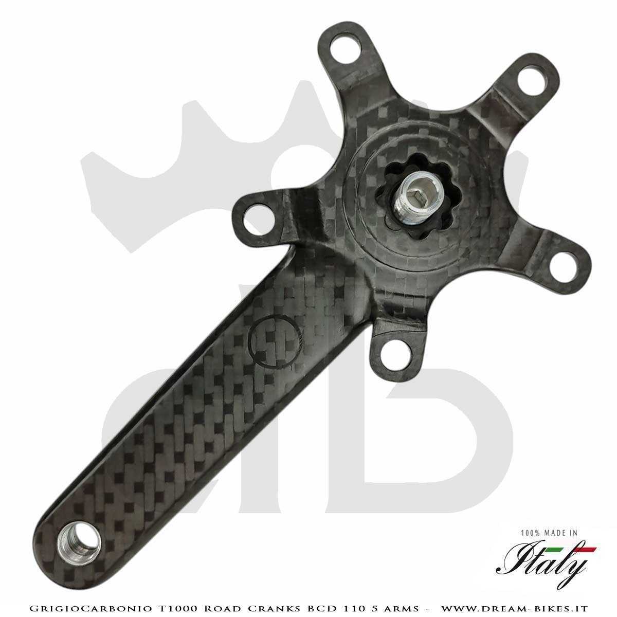 GrigioCarbonio Road T1000 BCD 110 mm Cranks - 5 Arms - 239 gr.