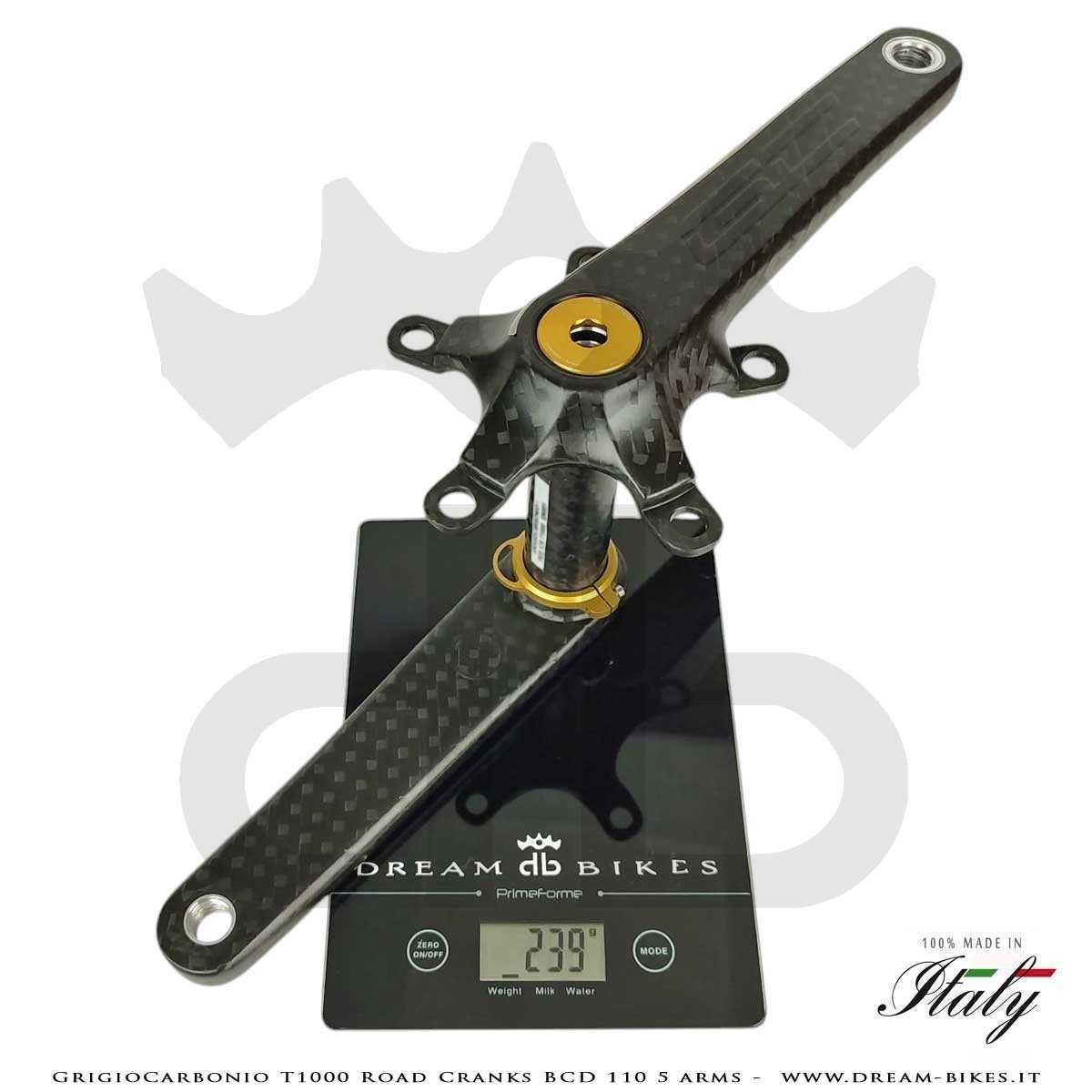 GrigioCarbonio Road T1000 BCD 110 mm Cranks - 5 Arms - 239 gr.