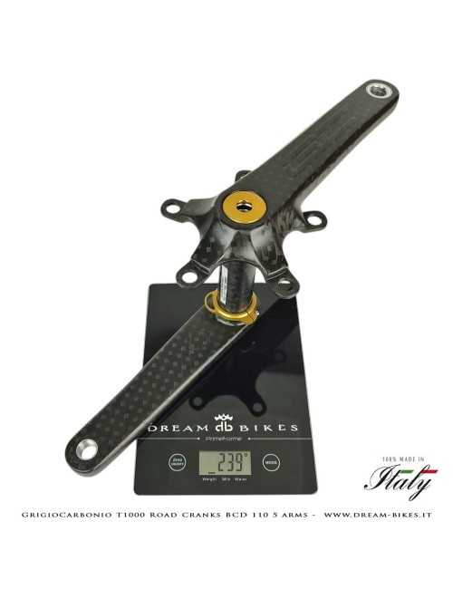 GrigioCarbonio Road T1000 BCD 110 mm Cranks - 5 Arms - 239 gr.