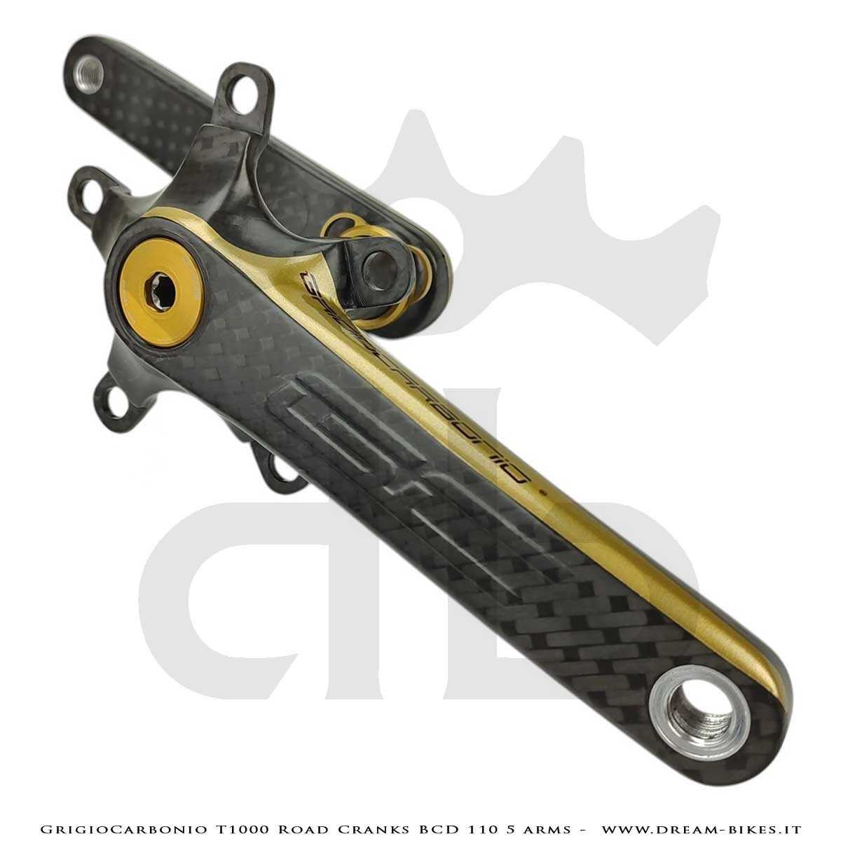 GrigioCarbonio Road T1000 BCD 110 mm Cranks - 5 Arms - 239 gr.
