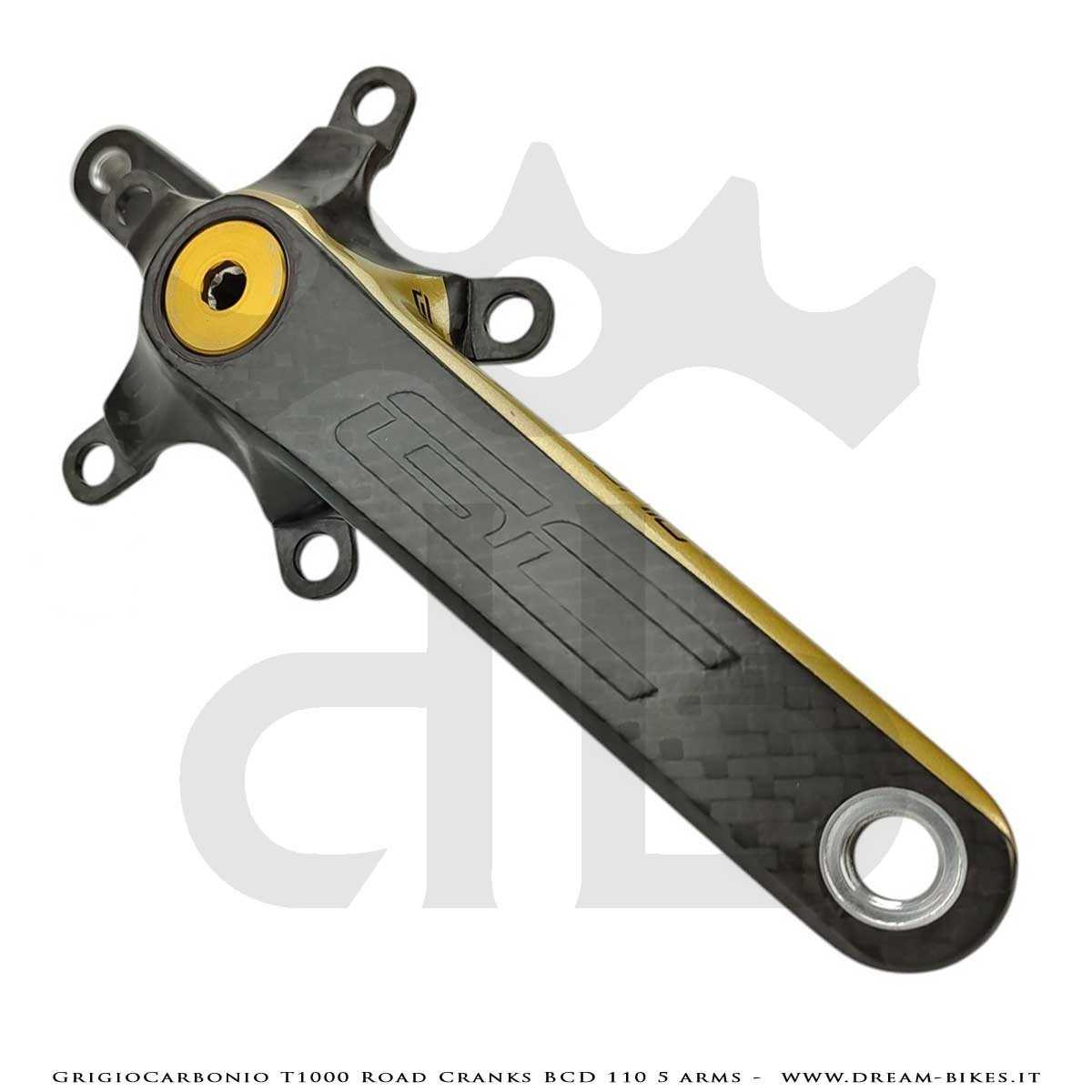 GrigioCarbonio Road T1000 BCD 110 mm Cranks - 5 Arms - 239 gr.
