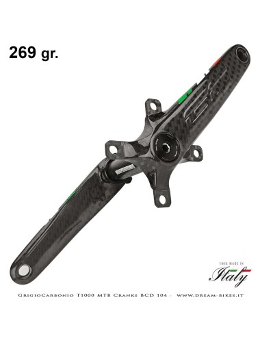 Pedivelle GrigioCarbonio MTB T1000 - BCD 104 mm - 269 gr.