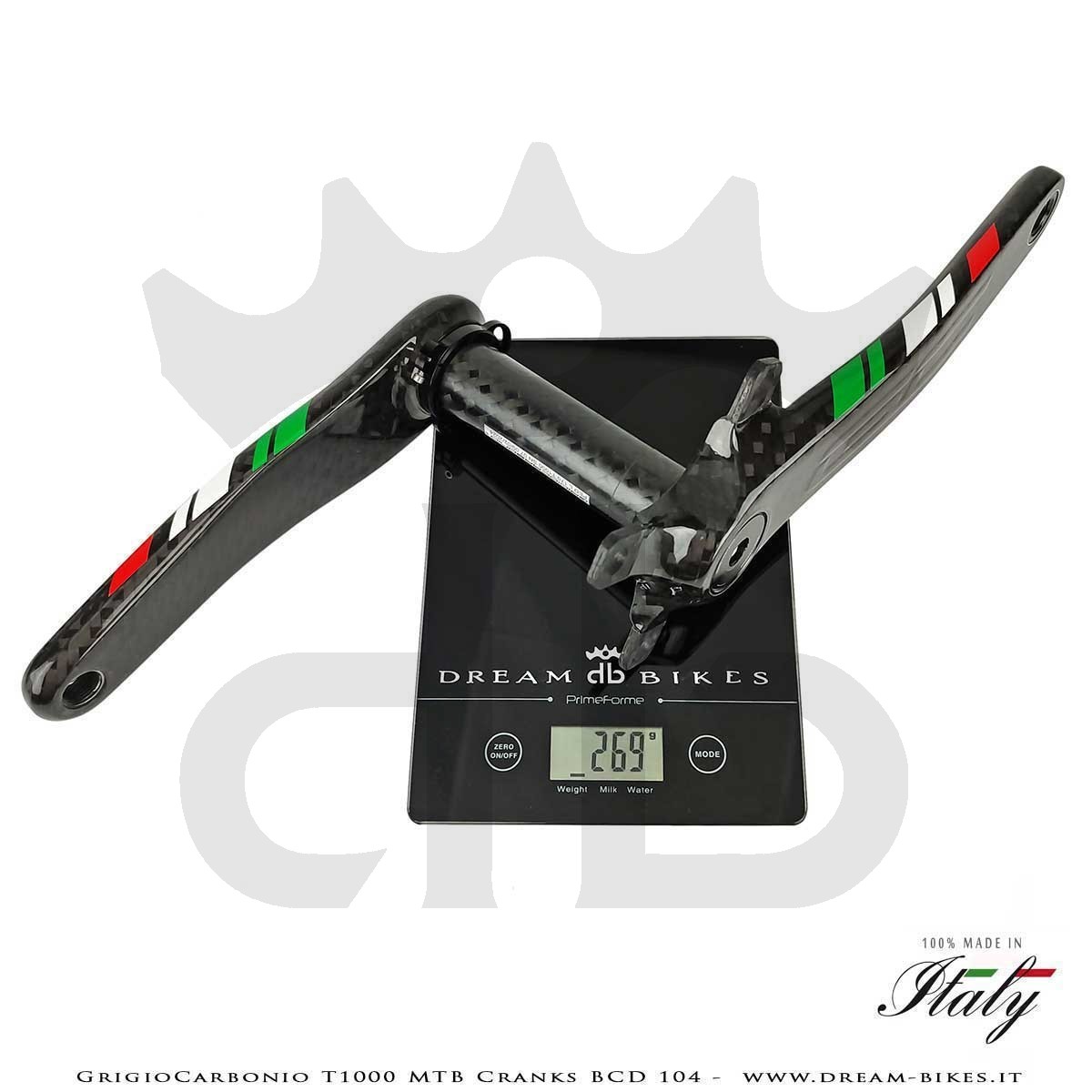 Pedivelle GrigioCarbonio MTB T1000 - BCD 104 mm - 269 gr.