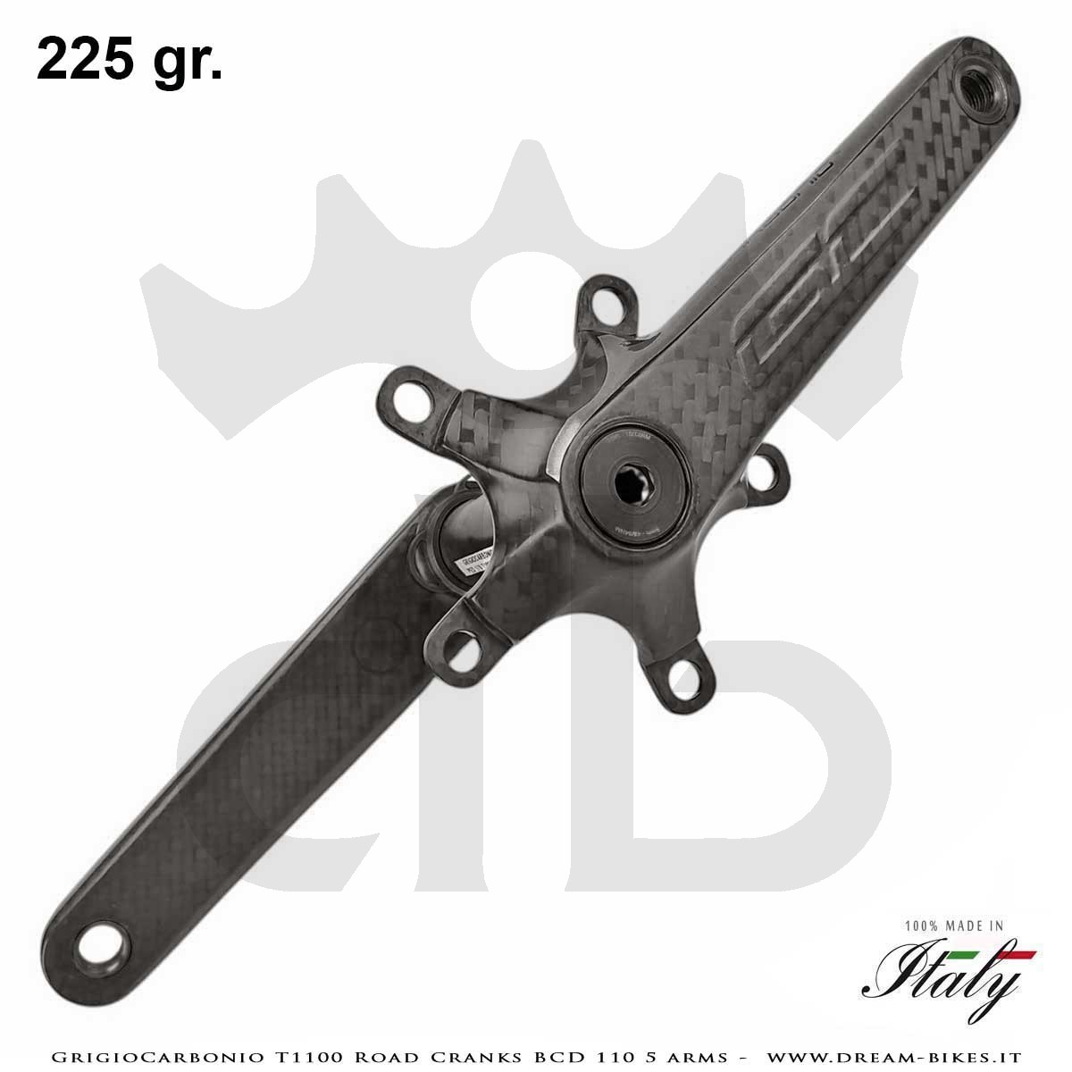 Pedivelle GrigioCarbonio Road T1100 BCD 110 mm - 5 Bracci - 225 gr.