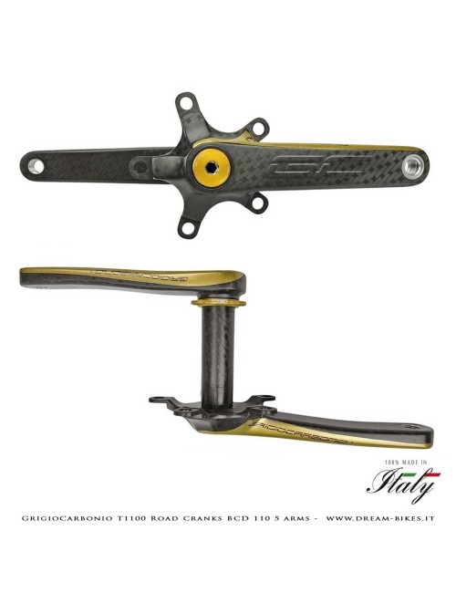 Pedivelle GrigioCarbonio Road T1100 BCD 110 mm - 5 Bracci - 225 gr.