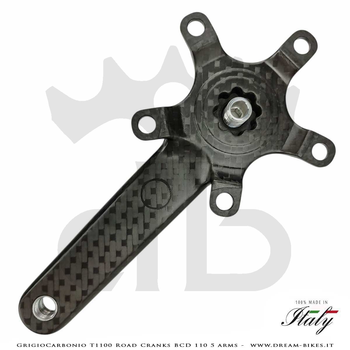 Pedivelle GrigioCarbonio Road T1100 BCD 110 mm - 5 Bracci - 225 gr.