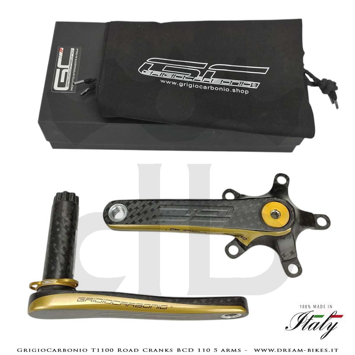 Pedivelle GrigioCarbonio Road T1100 BCD 110 mm - 5 Bracci - 225 gr.