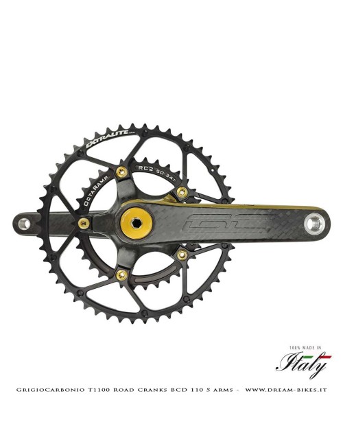 Pedivelle GrigioCarbonio Road T1100 BCD 110 mm - 5 Bracci - 225 gr.