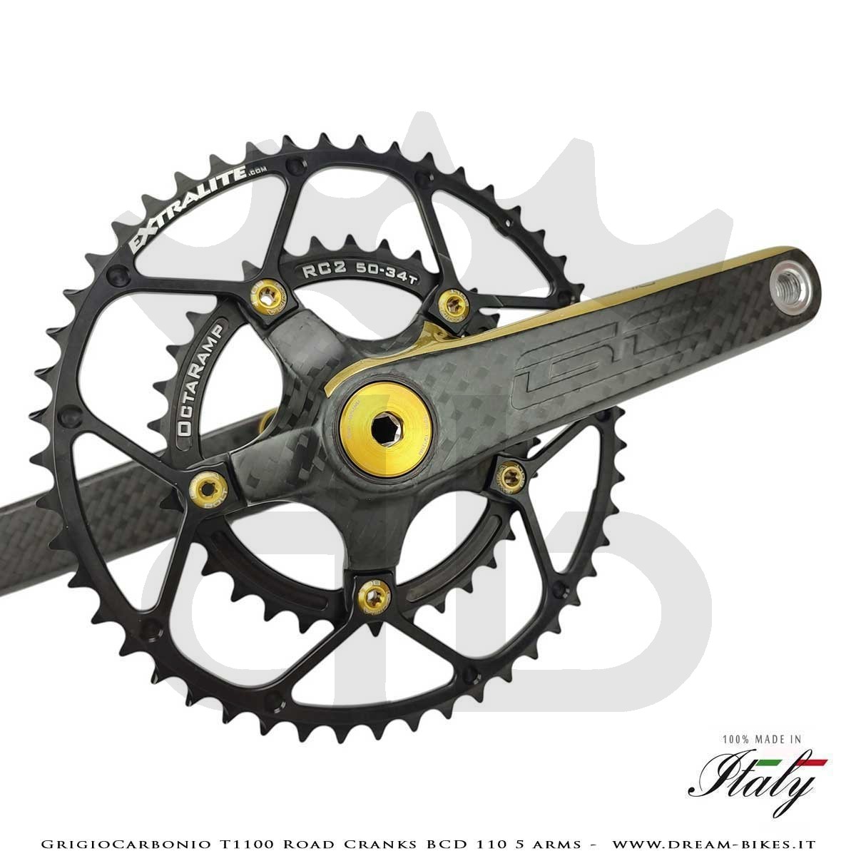 GrigioCarbonio Road T1100 BCD 110 mm Cranks - 5 Arms - 225 gr.
