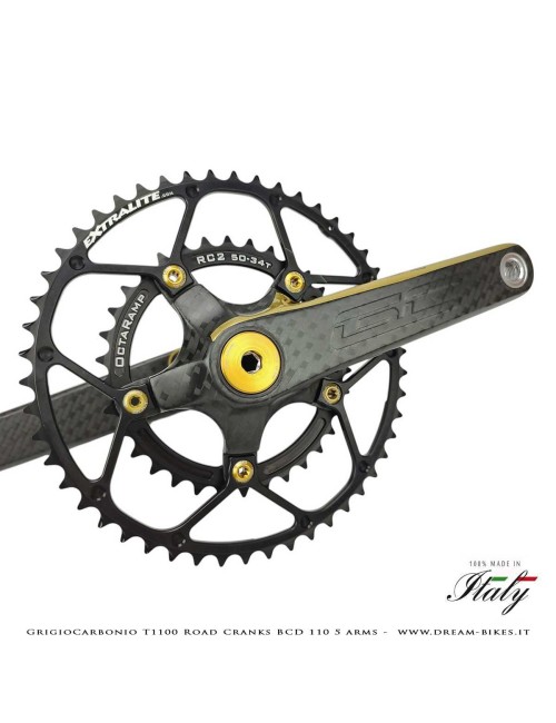 Pedivelle GrigioCarbonio Road T1100 BCD 110 mm - 5 Bracci - 225 gr.