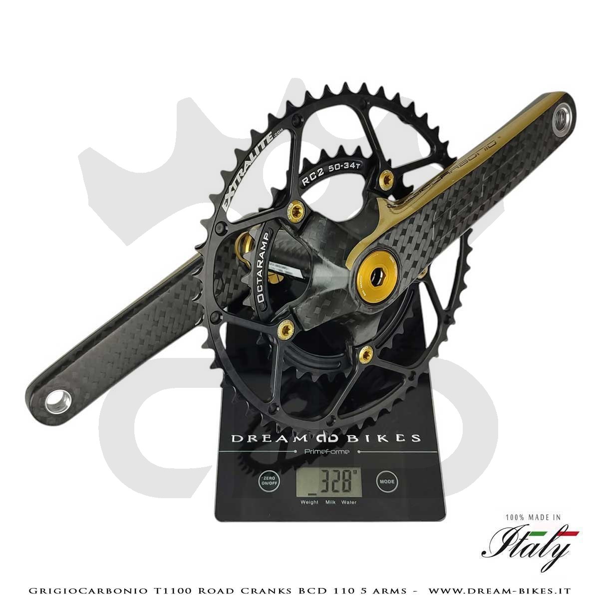 Pedivelle GrigioCarbonio Road T1100 BCD 110 mm - 5 Bracci - 225 gr.