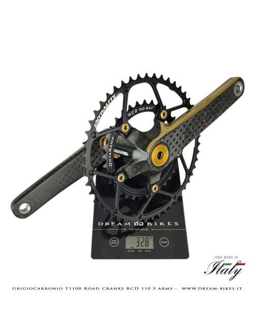 GrigioCarbonio Road T1100 BCD 110 mm Cranks - 5 Arms - 225 gr.