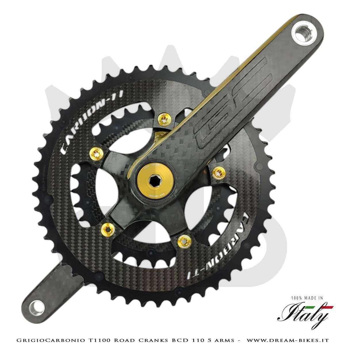 GrigioCarbonio Road T1100 BCD 110 mm Cranks - 5 Arms - 225 gr.