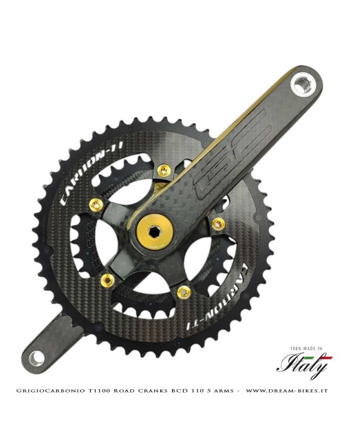 Pedivelle GrigioCarbonio Road T1100 BCD 110 mm - 5 Bracci - 225 gr.