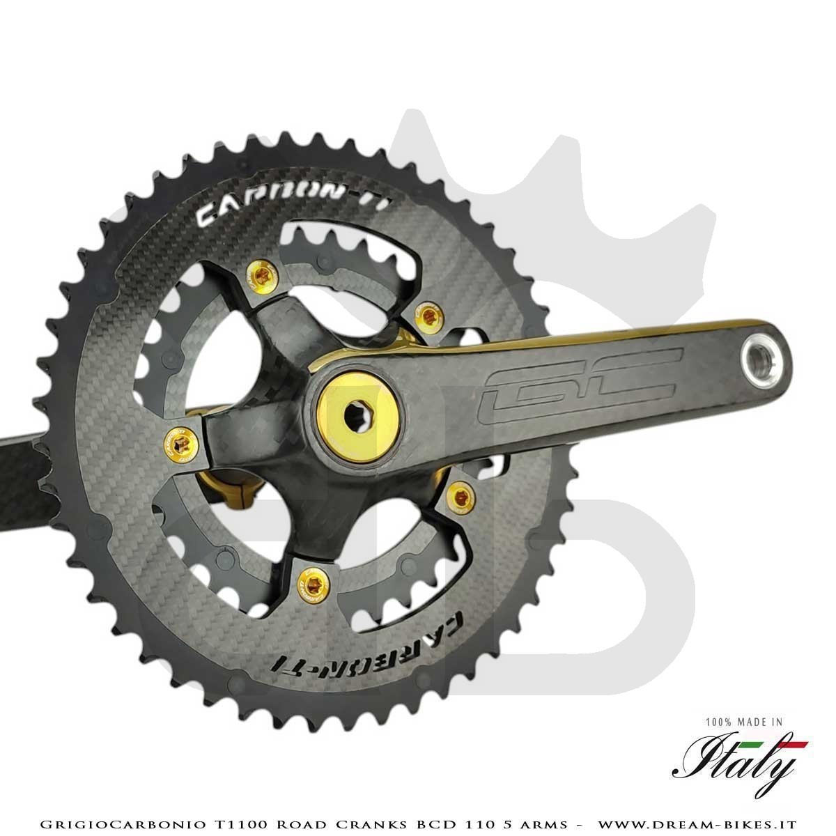 GrigioCarbonio Road T1100 BCD 110 mm Cranks - 5 Arms - 225 gr.