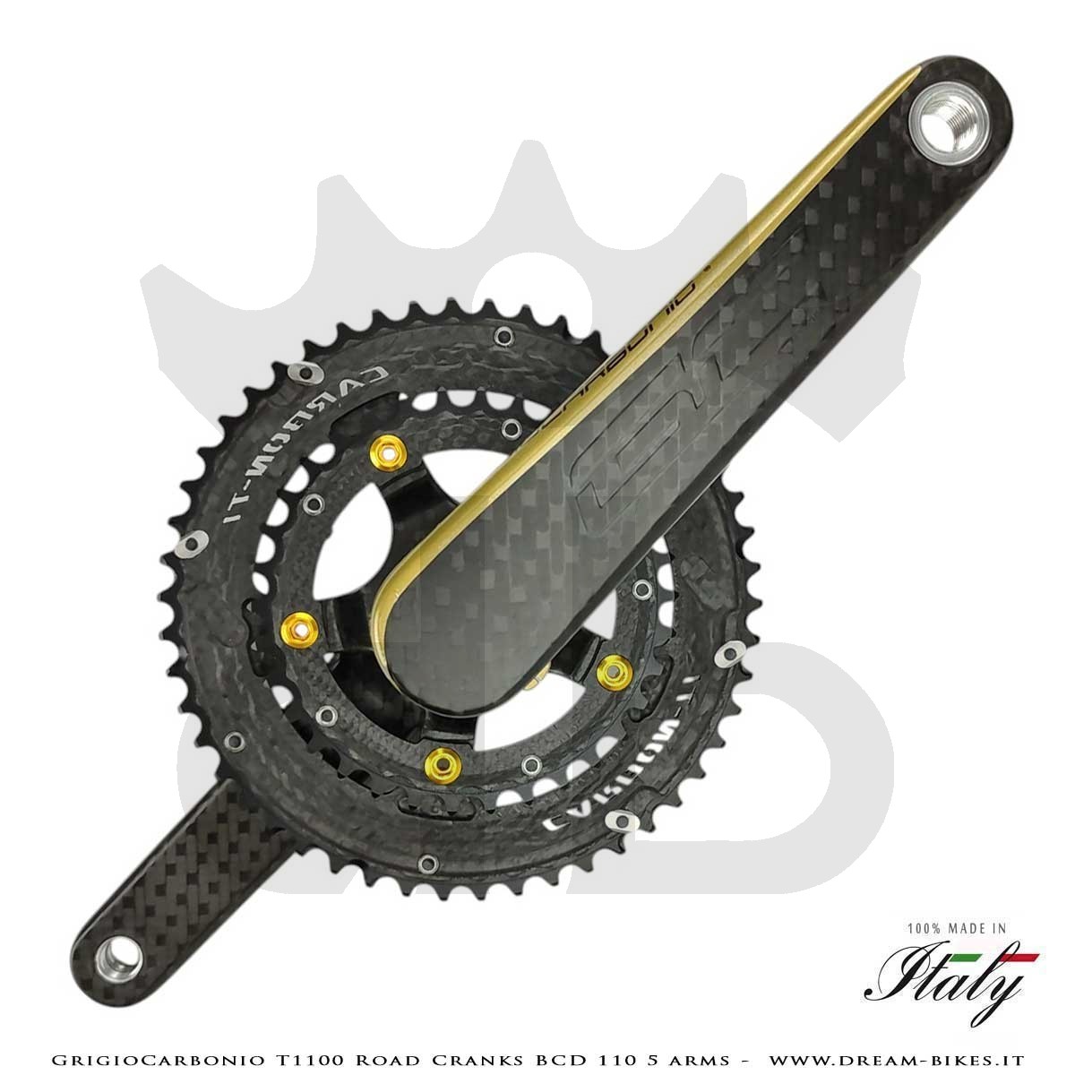 Pedivelle GrigioCarbonio Road T1100 BCD 110 mm - 5 Bracci - 225 gr.