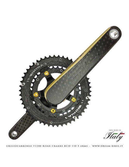 Pedivelle GrigioCarbonio Road T1100 BCD 110 mm - 5 Bracci - 225 gr.