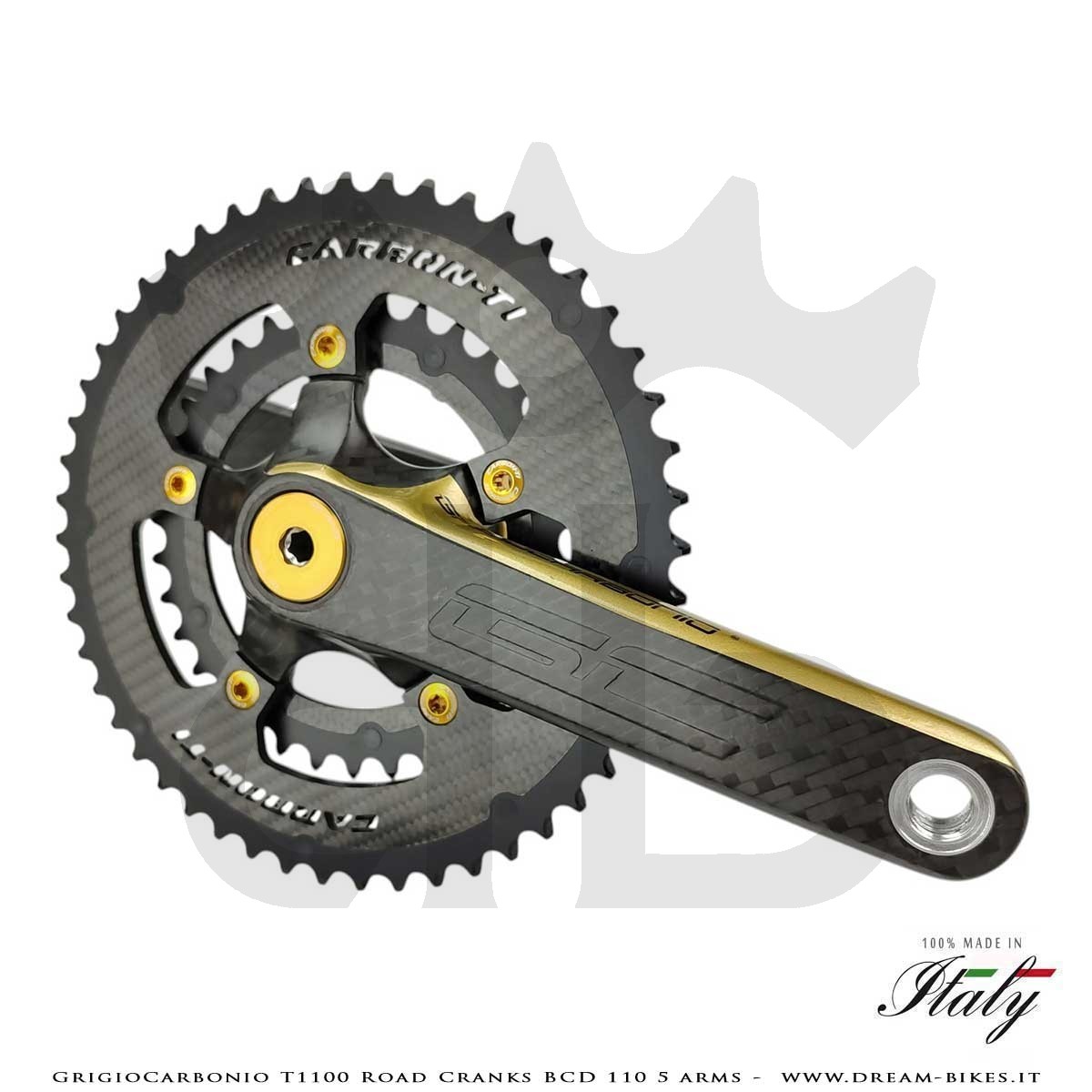 Pedivelle GrigioCarbonio Road T1100 BCD 110 mm - 5 Bracci - 225 gr.