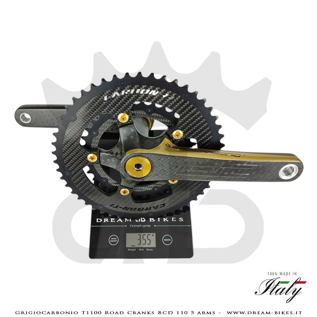 GrigioCarbonio Road T1100 BCD 110 mm Cranks - 5 Arms - 225 gr.