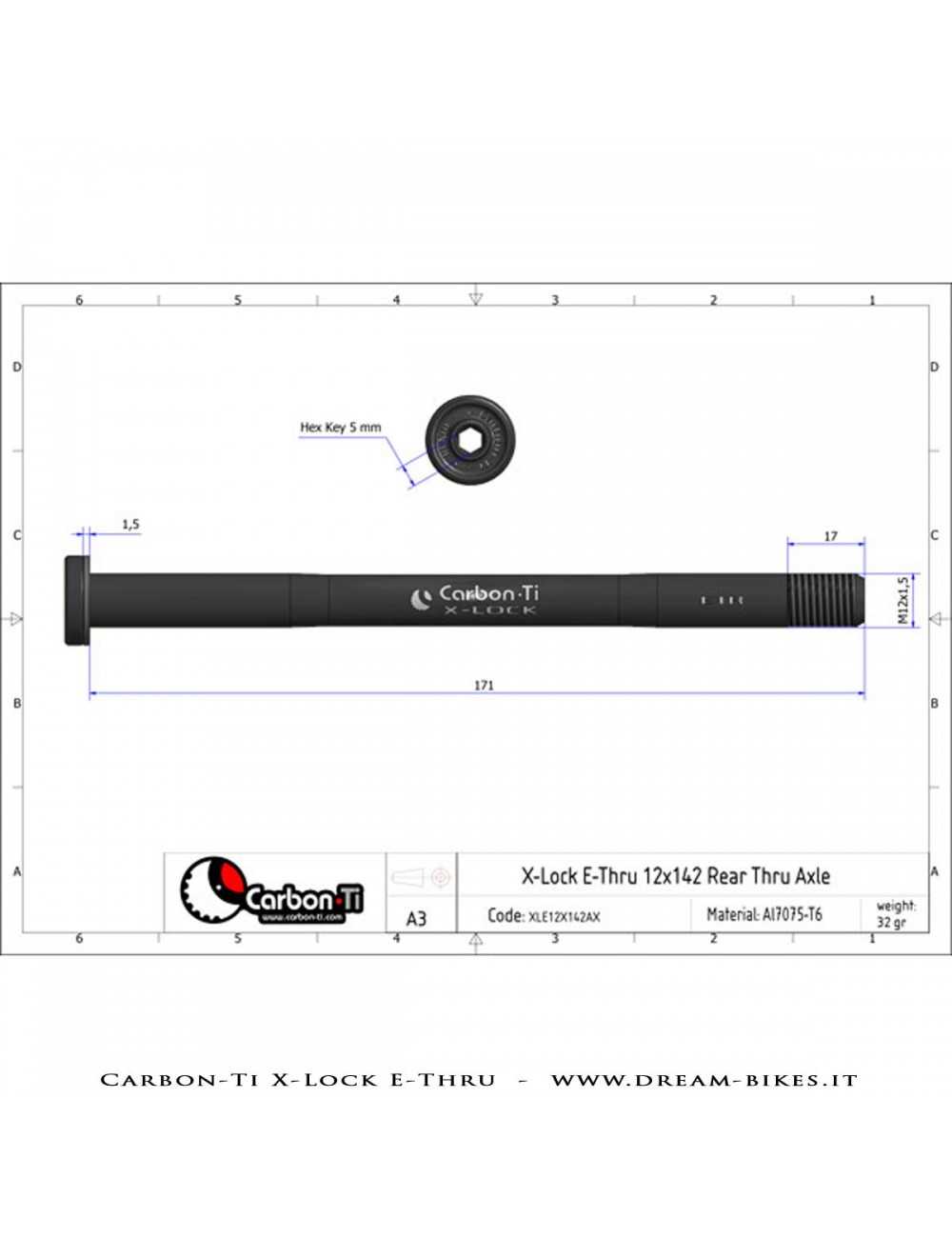Carbon-Ti X-Lock QR12 Perno Passante Ruota Posteriore 12x142 e 12x148 Boost