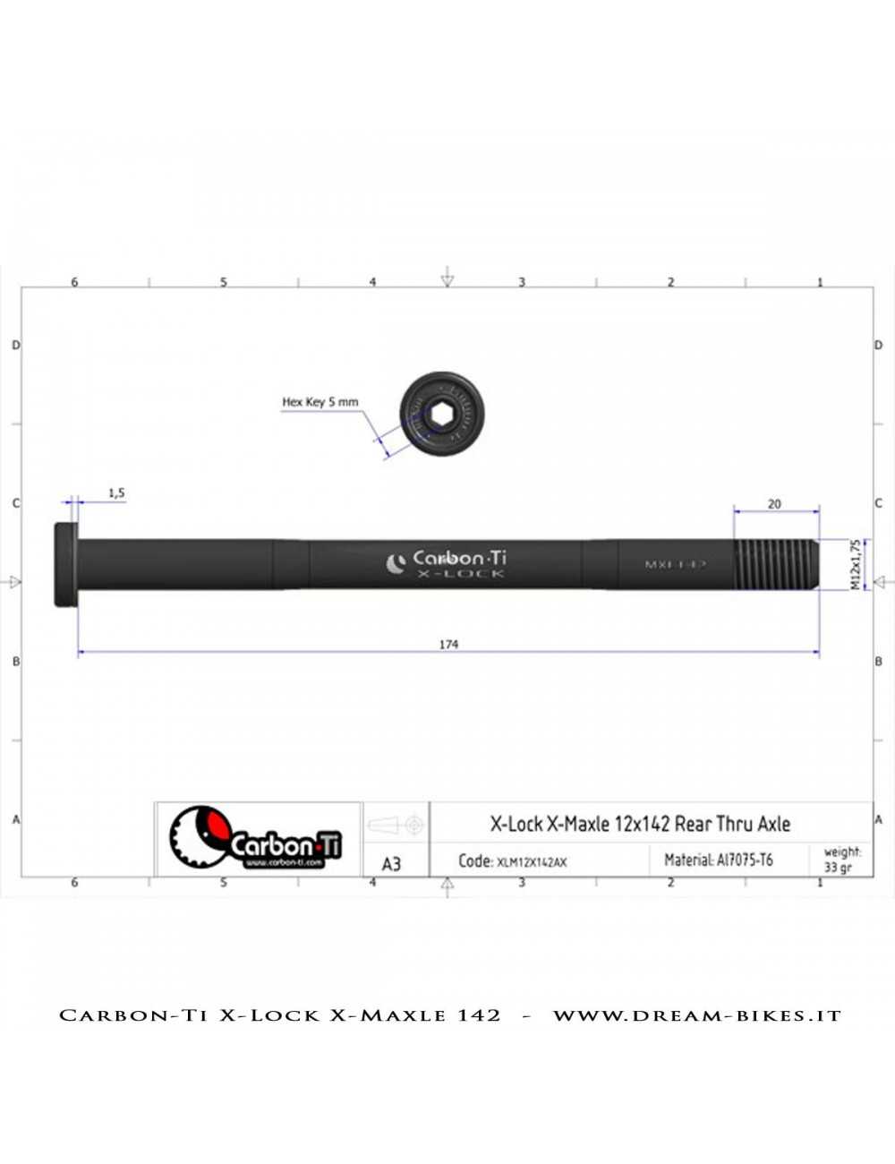 Carbon-Ti X-Lock QR12 Perno Passante Ruota Posteriore 12x142 e 12x148 Boost