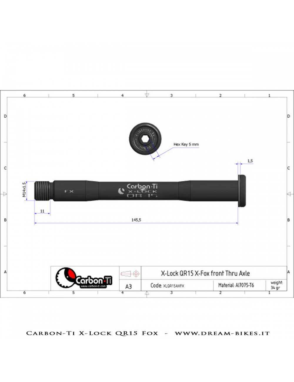 Carbon-Ti X-Lock QR15 Perno Passante Ruota Anteriore 15x100 e 15x110 Boost