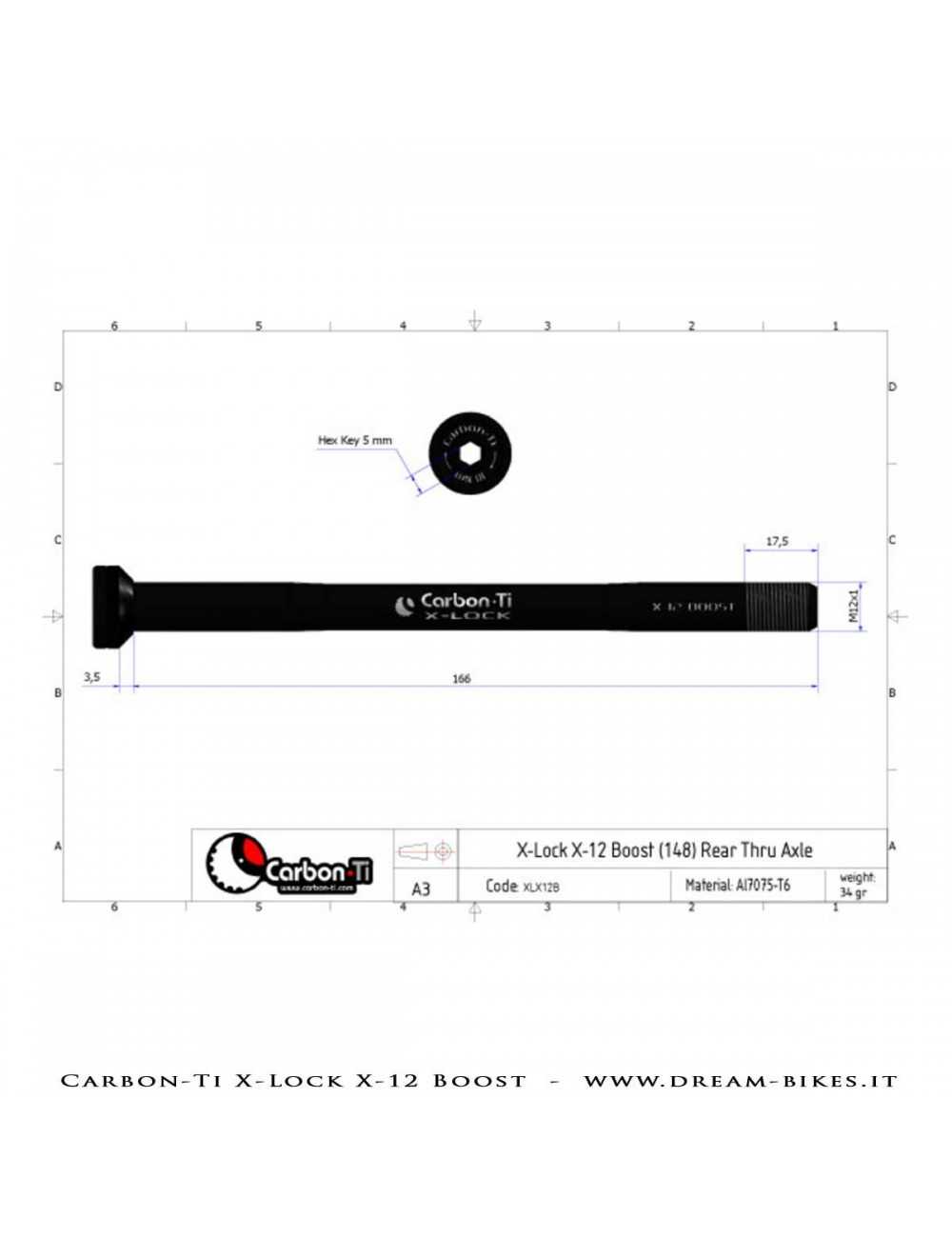 Carbon-Ti X-Lock QR12 Perno Passante Ruota Posteriore 12x142 e 12x148 Boost