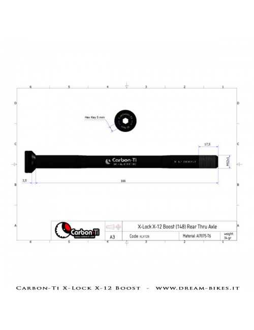 Carbon-Ti X-Lock QR12 Perno Passante Ruota Posteriore 12x142 e 12x148 Boost