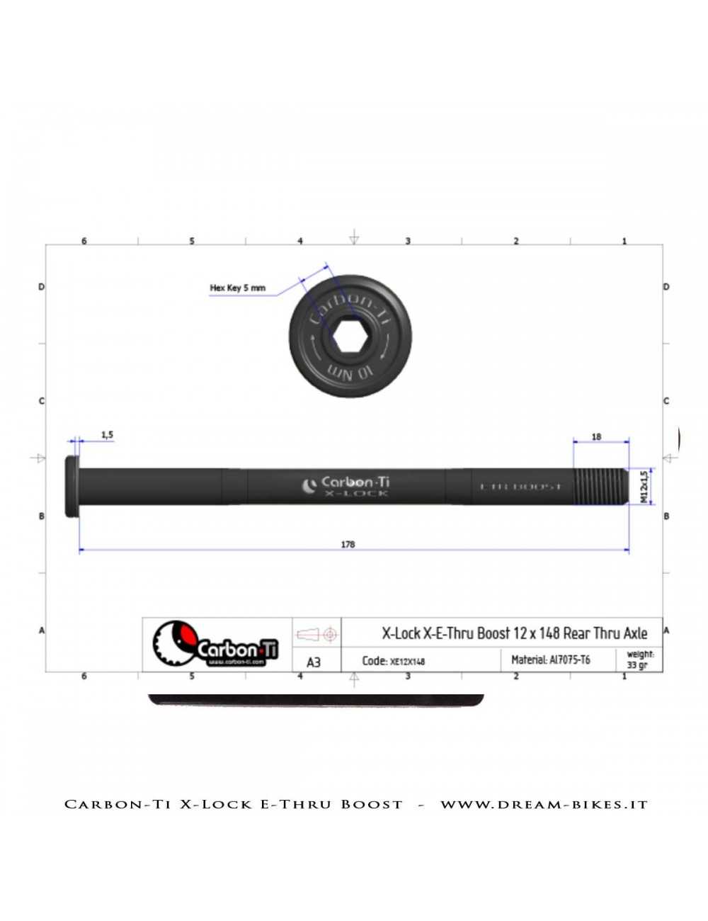 Carbon-Ti X-Lock QR12 Perno Passante Ruota Posteriore 12x142 e 12x148 Boost