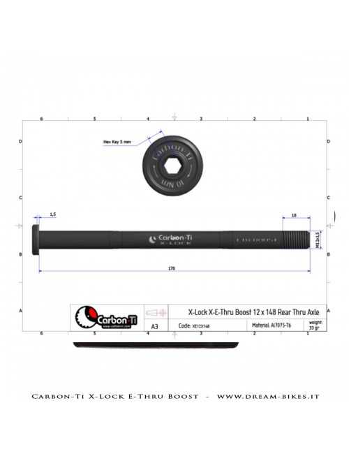 Carbon-Ti X-Lock QR12 Perno Passante Ruota Posteriore 12x142 e 12x148 Boost