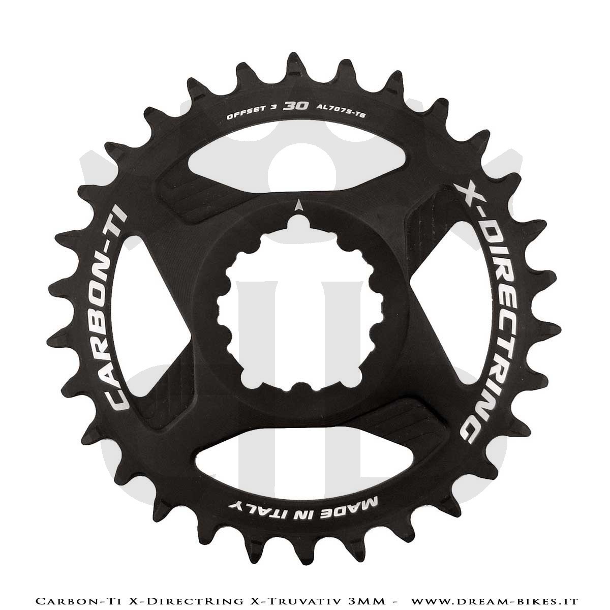 Carbon-Ti X-DirectRing X-Truvativ Offset 3 mm Monocorona in Alluminio