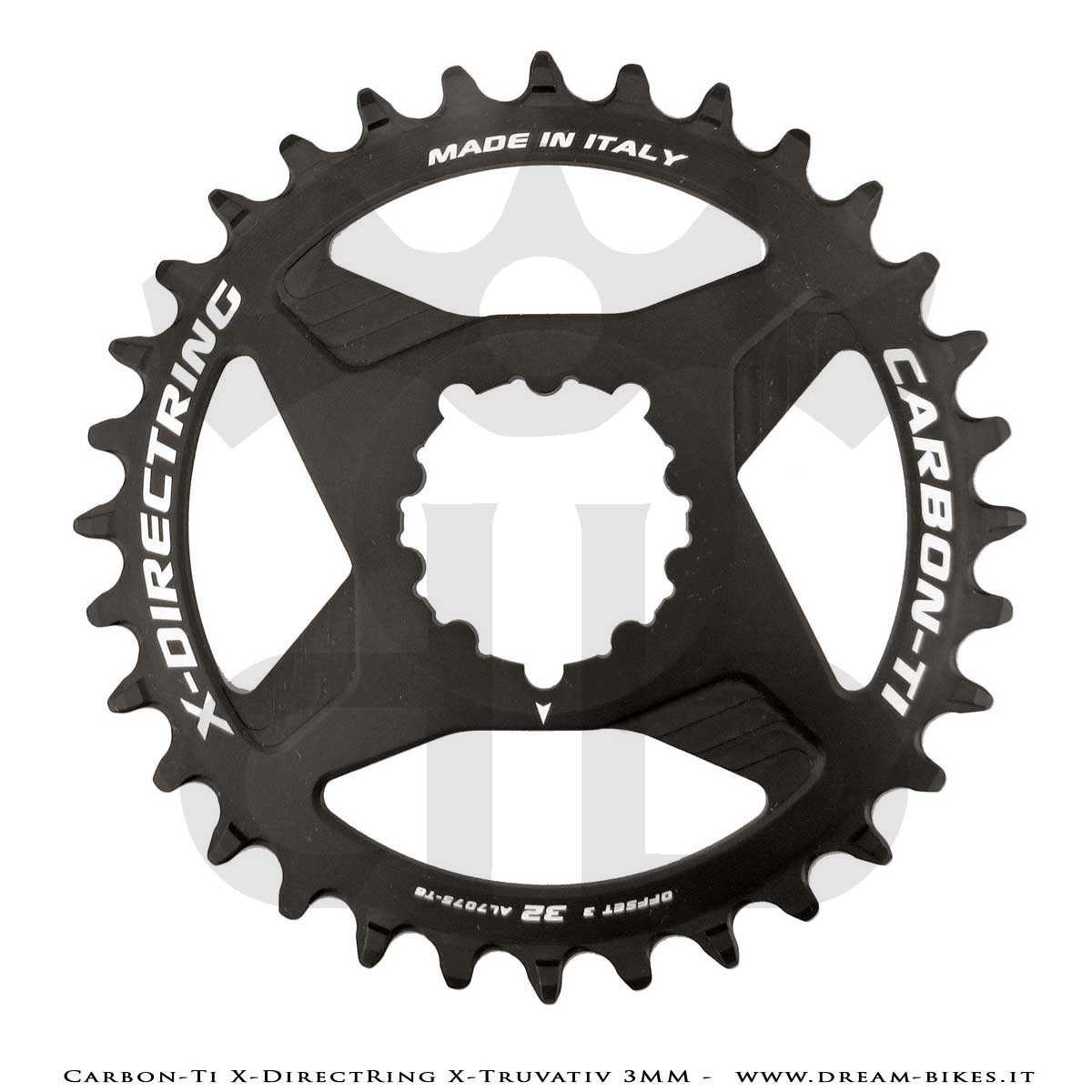 Carbon-Ti X-DirectRing X-Truvativ Offset 3 mm Monocorona in Alluminio