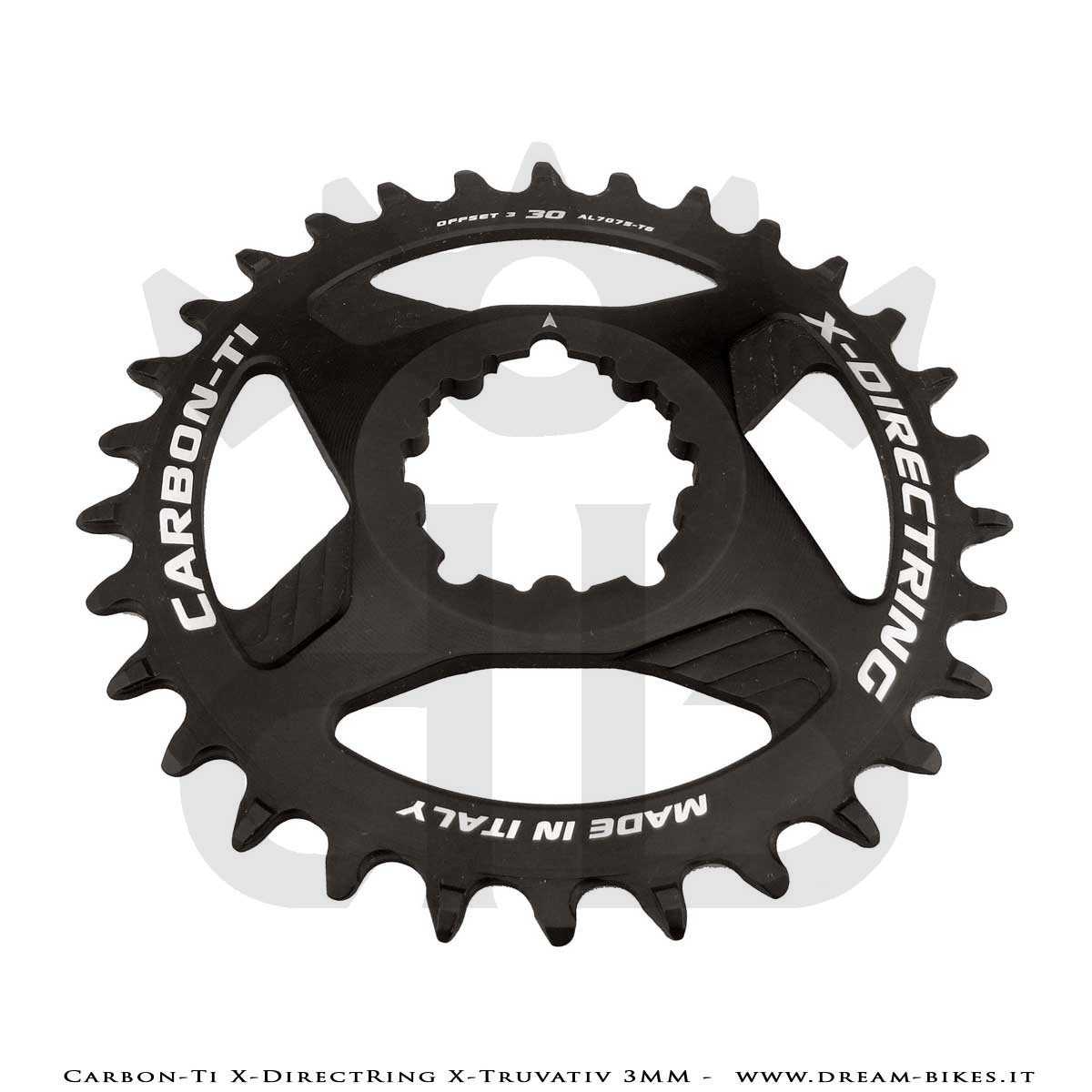 Carbon-Ti X-DirectRing X-Truvativ Offset 3 mm Monocorona in Alluminio