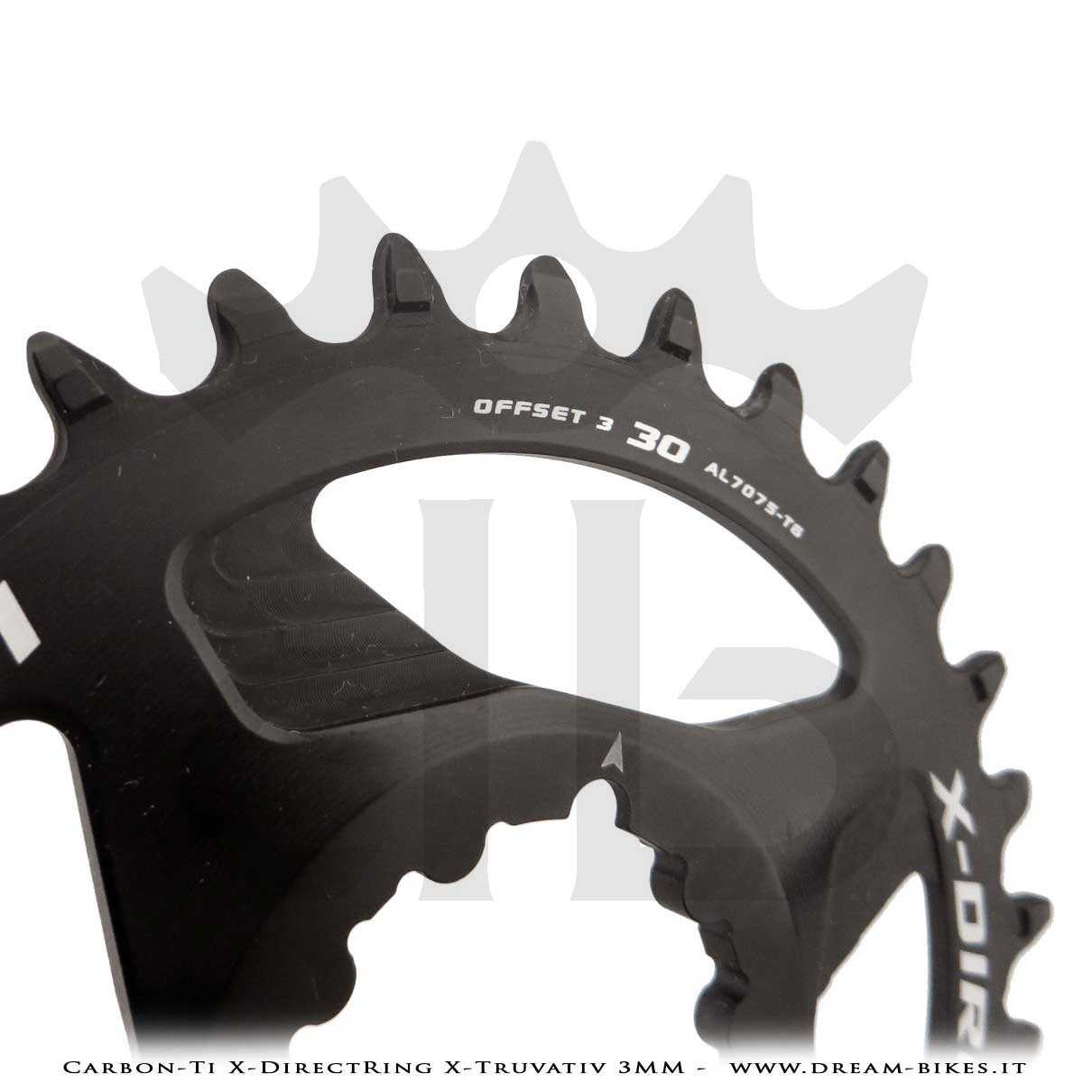 Carbon-Ti X-DirectRing X-Truvativ Offset 3 mm Monocorona in Alluminio