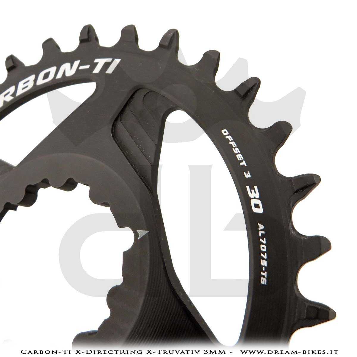 Carbon-Ti X-DirectRing X-Truvativ Offset 3 mm Monocorona in Alluminio