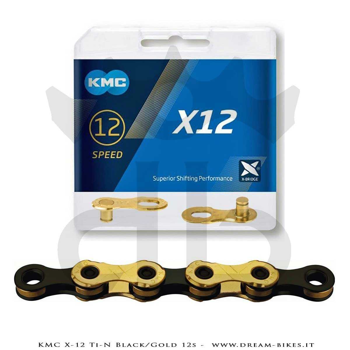KMC X-12 Ti-N Gold/Black 12s Chain 268 Gr.