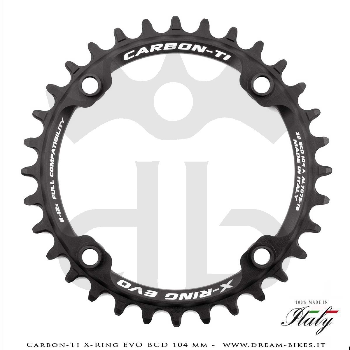 Carbon-Ti X-Ring Evo BCD 104 mm Mono-Corona Ultraleggera In Alluminio