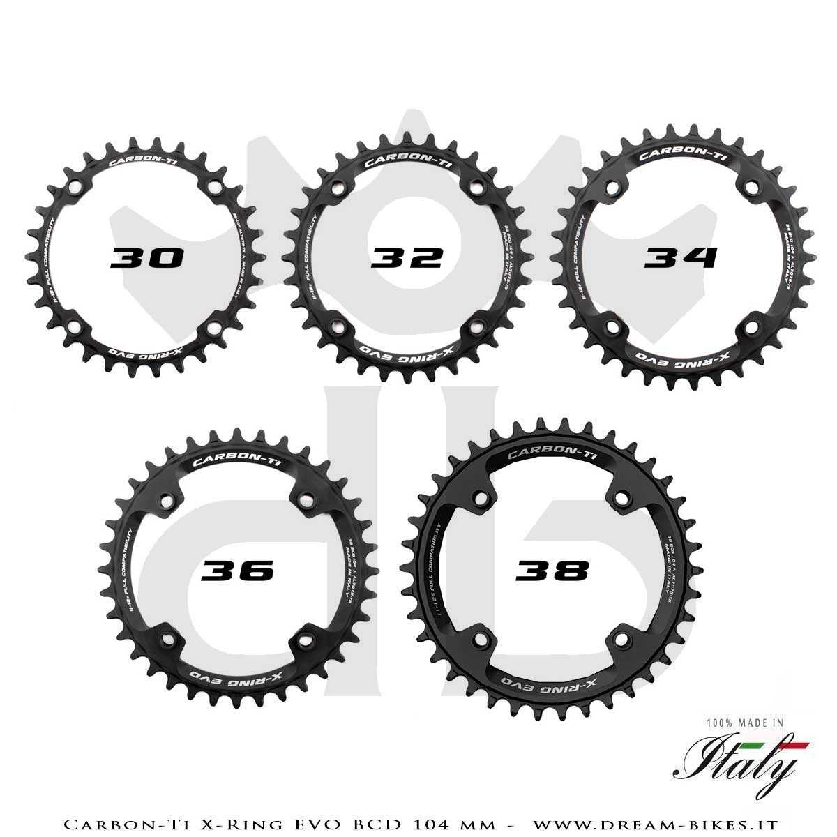 Carbon-Ti X-Ring Evo BCD 104 mm Mono-Corona Ultraleggera In Alluminio