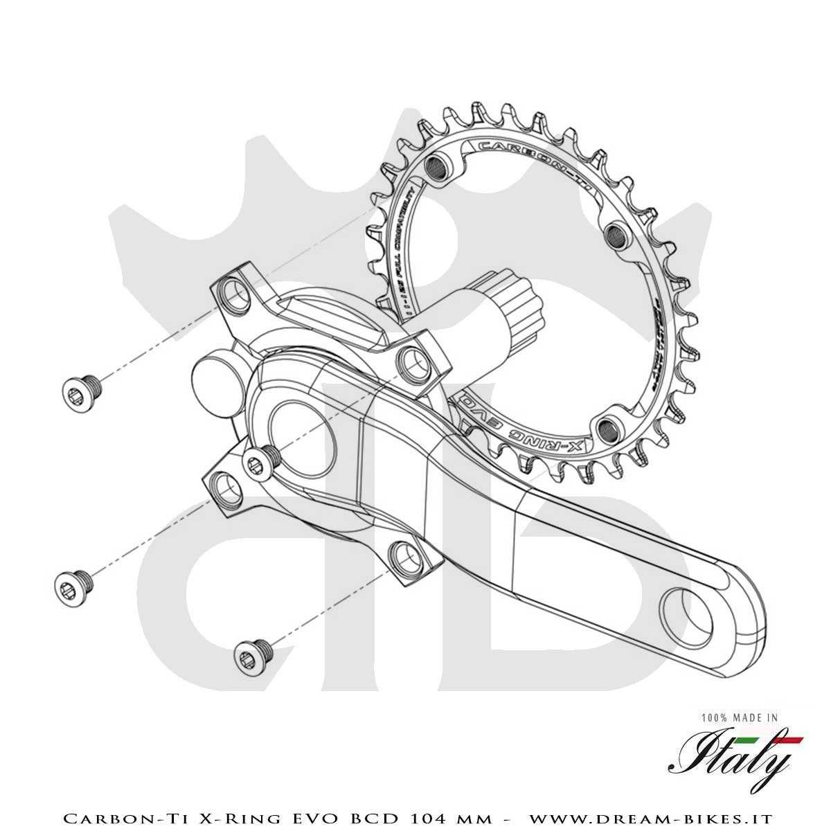 Carbon-Ti X-Ring Evo BCD 104 mm Mono-Corona Ultraleggera In Alluminio
