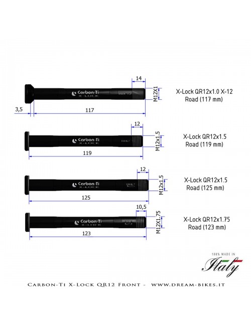Carbon-Ti X-Lock QR12 Perno Passante Ruota Anteriore Strada