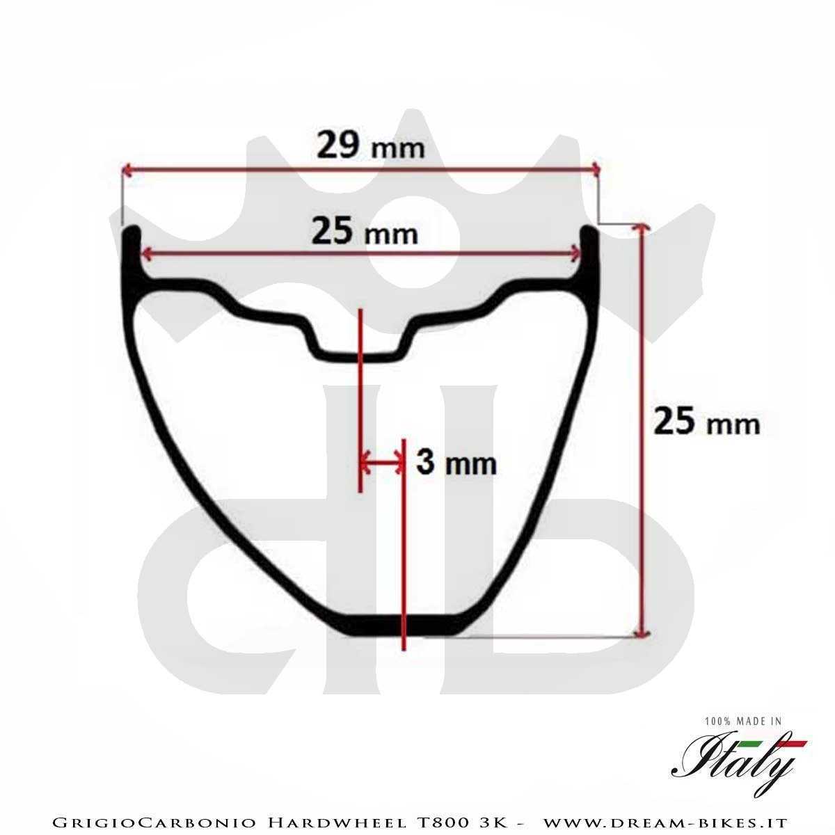 GrigioCarbonio HardWheel AS25 T800 3K Carbon 29" Clincher Rim 315 gr.