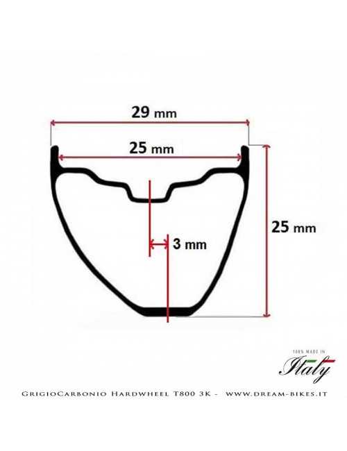 GrigioCarbonio HardWheel AS25 T800 3K Carbon 29" Clincher Rim 315 gr.