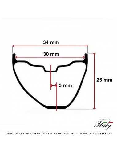 GrigioCarbonio HardWheel AS30 Cerchio Carbon 29" T800 3K 330 gr.