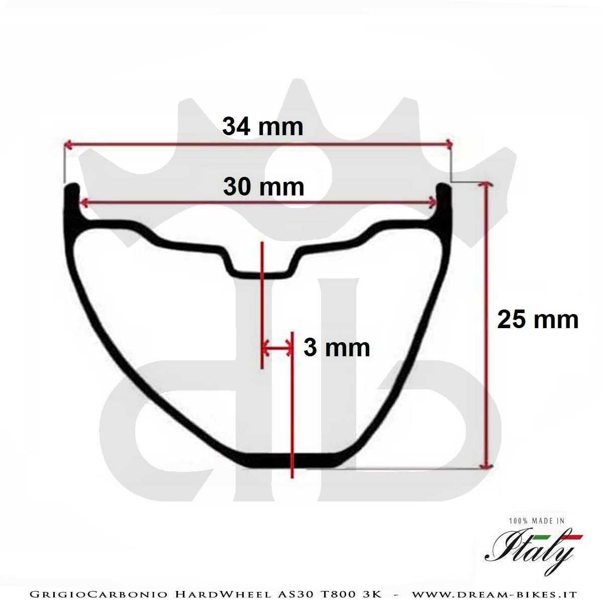 GrigioCarbonio HardWheel AS30 T800 3K Carbon 29" Clincher Rim 330 gr.