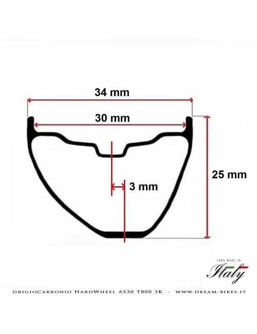 GrigioCarbonio HardWheel AS30 T800 3K Carbon 29" Clincher Rim 330 gr.