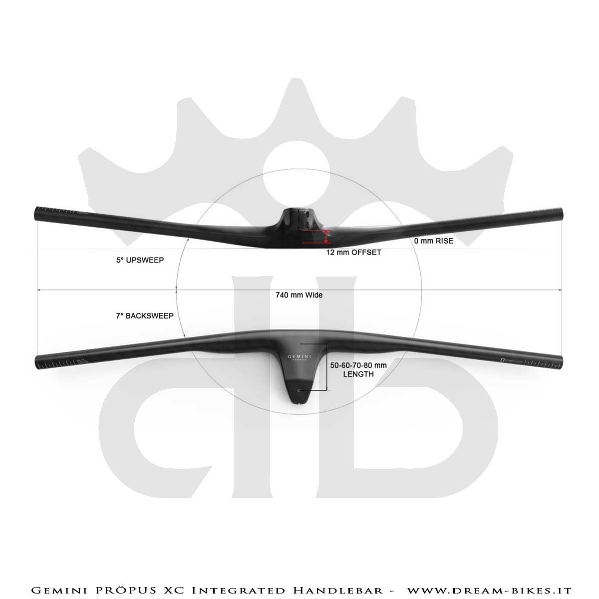 Gemini Propus  Manubrio Carbon Integrato MTB XC Ultraleggero Da 149 gr.